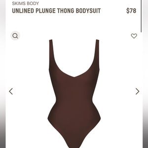 SKIMS unlined plunge thong bodysuit cocoa brown